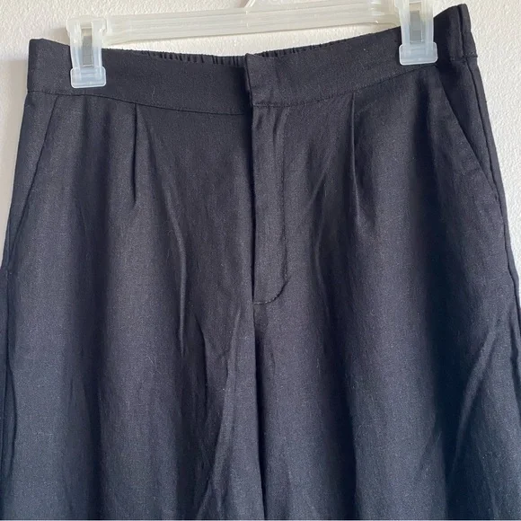 Black Linen Blend Trousers - Picture 5 of 9